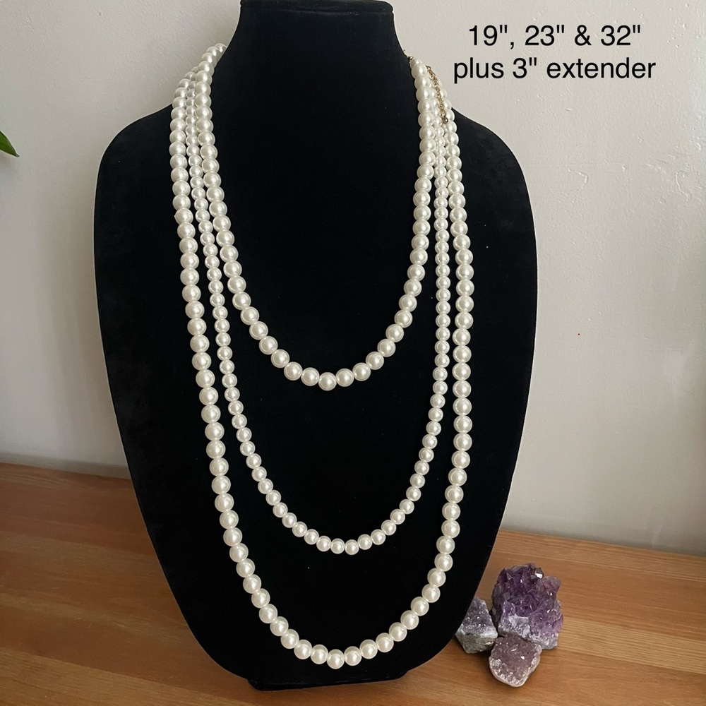 📌SOLD📌White Pearl Multi-Strand Necklace with Key Pendant. Set of 2. - Womens' - Picture 10 of 12
